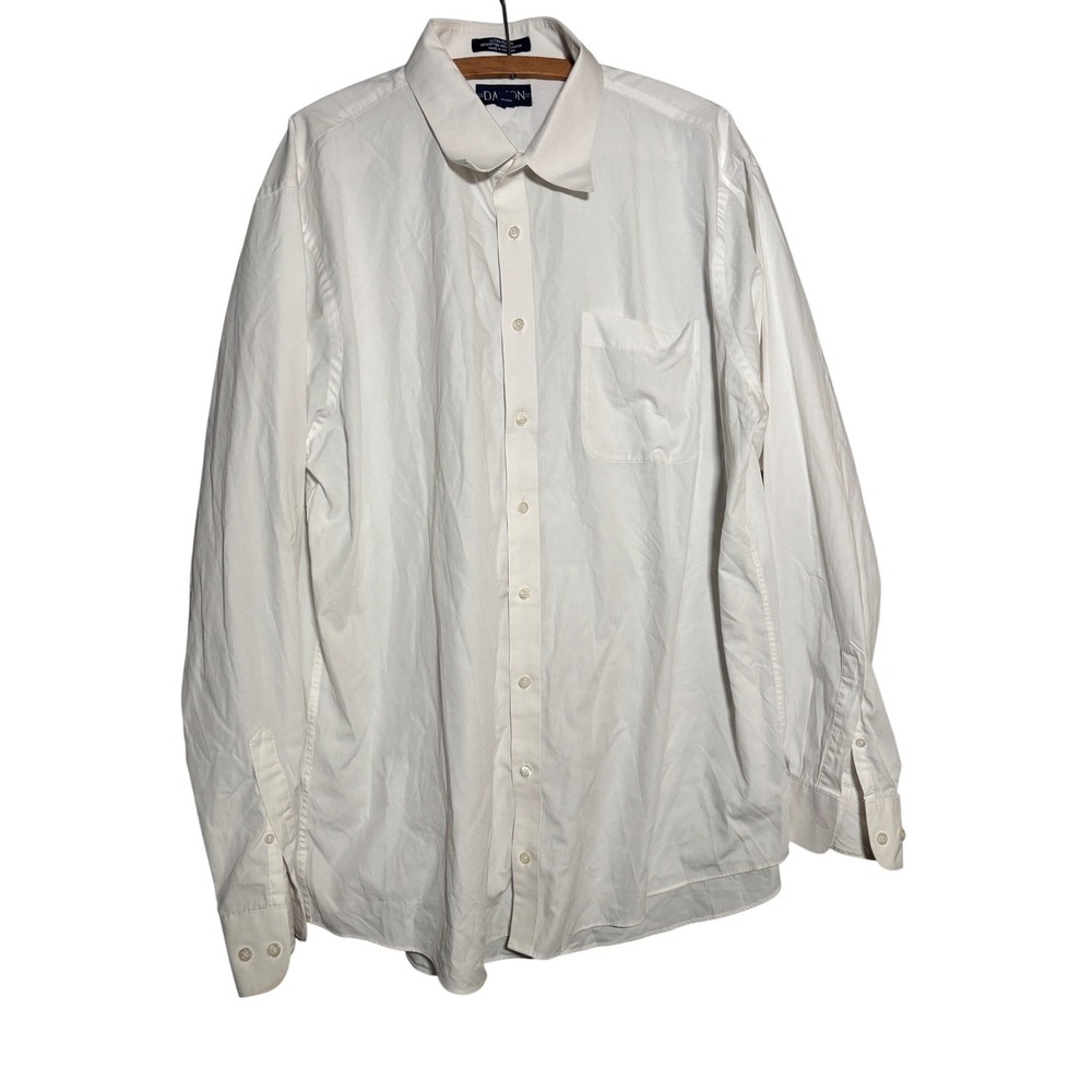 Damon Ultra Poplin White Button Down Shirt Long Sleeve‎ Cotton Blend 17.5 36-37